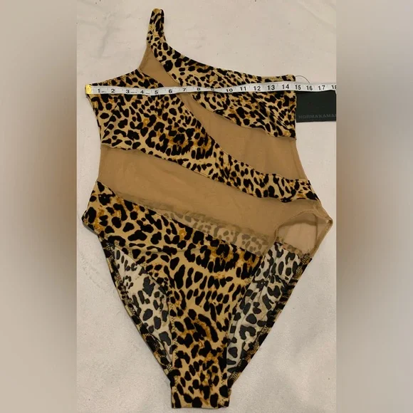 Norma Kamali Snake Mesh Mio One-piece Swimsuit Size Large Nude Animal Print - Picture 12 of 13